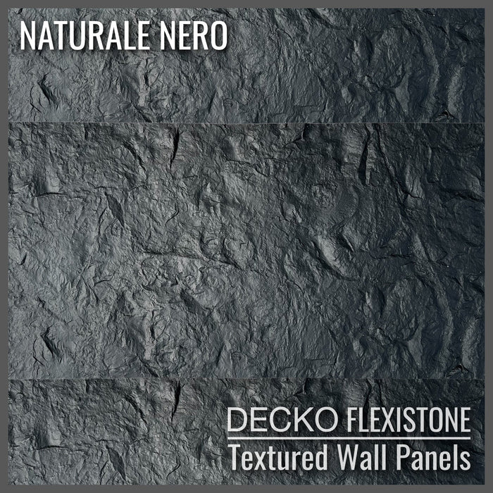 DECKO Flexistone Texturált Kőhatású Fali Panelek – NATURALE NERO – 10 Darab 600x300 mm-es Panelt Tartalmazó Doboz