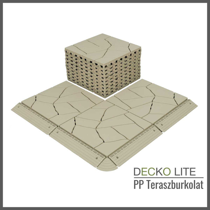 Teraszburkolat - <b>BEIGESTONE</b> - összepattintható PP járólap – újrahasznosított prémium polipropilénnel | DECKO Lite (304x304x20 mm) - (Egy darab)