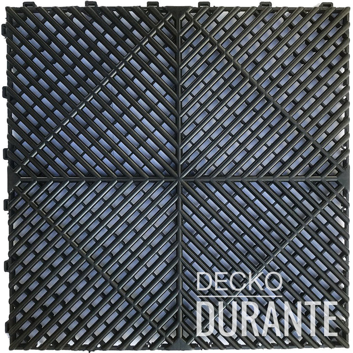 Garázsburkolat <b>FEKETE</b> - összepattintható polipropilén padló | DECKO <b>DURANTE</b> (400x400x18 mm) - (Egy darab)