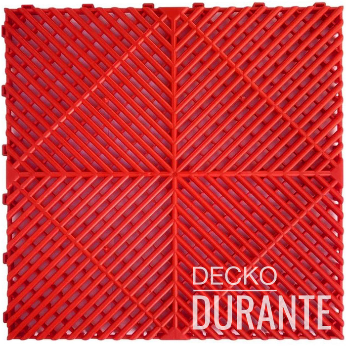 Garázsburkolat <b>PIROS</b> - összepattintható polipropilén padló | DECKO <b>DURANTE</b> (400x400x18 mm) - (Egy darab)