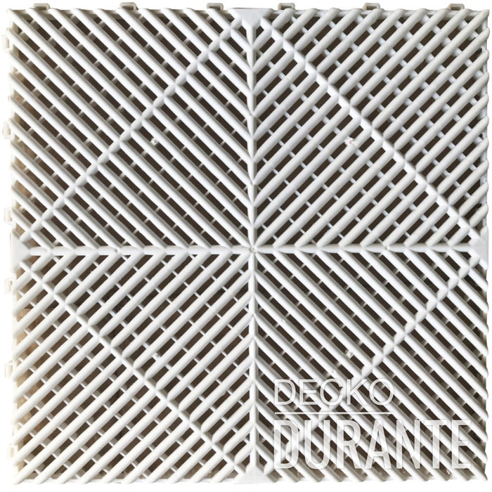 Garázsburkolat <b>FEHÉR</b> - összepattintható polipropilén padló | DECKO <b>DURANTE</b> (400x400x18 mm) - (Egy darab)