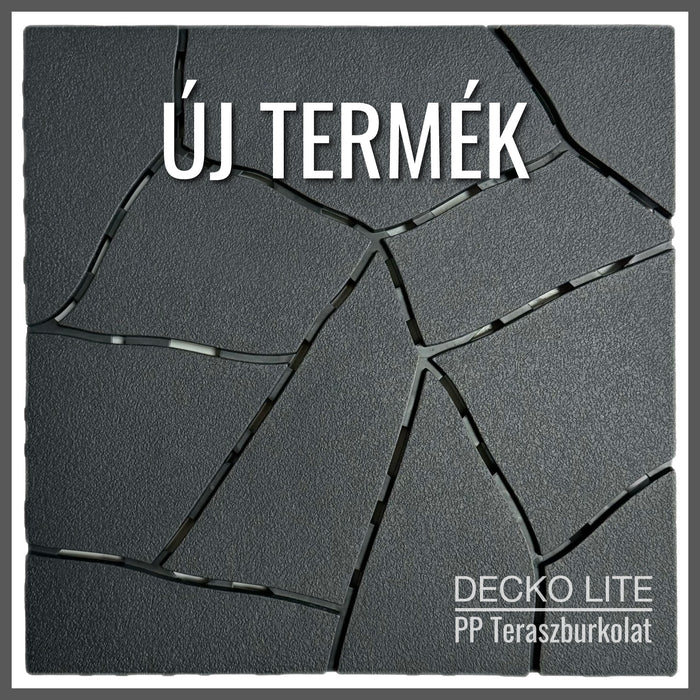 Teraszburkolat - <b>GREYSTONE</b> - összepattintható PP járólap – újrahasznosított prémium polipropilénnel | DECKO Lite (304x304x20 mm) - (Egy darab)