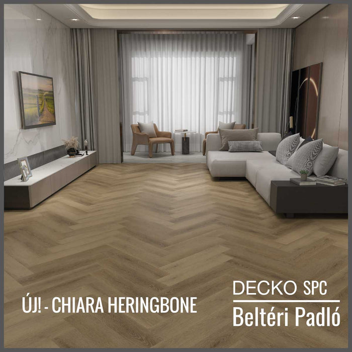 SPC Hibrid Vinyl Padló - <b>CHIARA Herringbone</b> - Kőkompozit, vízálló | DECKO (1,64 m²/doboz)