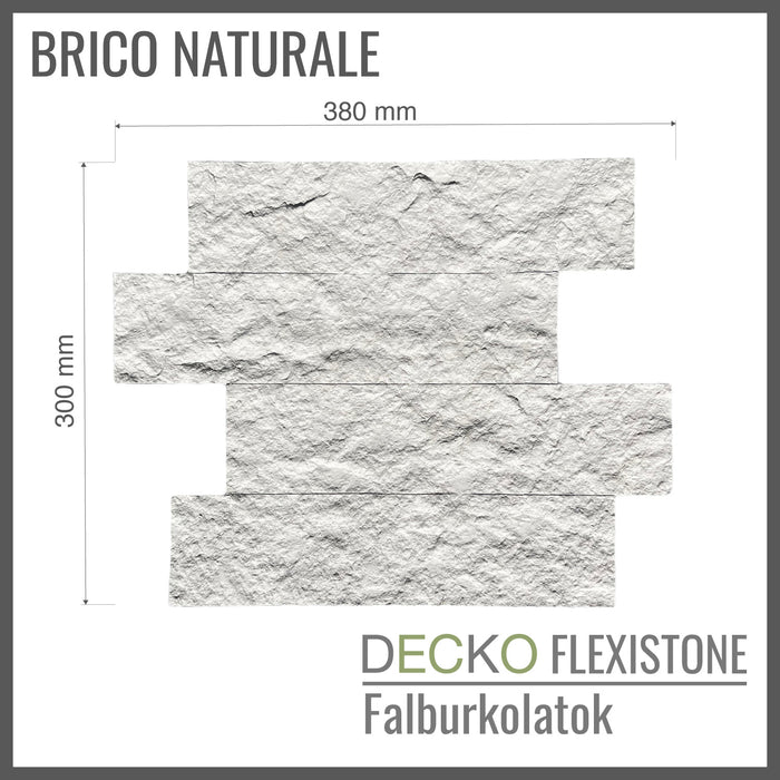 DECKO Flexistone hajlékony kőpanelek – <b>BRICO NATURALE</b> – 12 Darabos Doboz, Egymásba Illeszkedő, Öntapadós Panelek