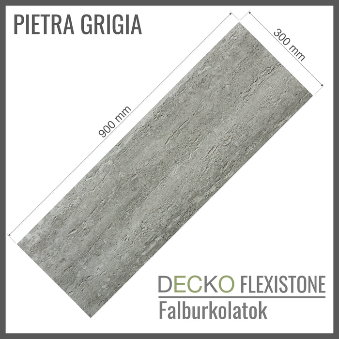 Hajlékony 3D kőhatású falpanelek – <b>PIETRA GRIGIA</b> – 16 db-os csomag (900 × 300 mm-es panelek) – 4,32 m² | DECKO Flexistone