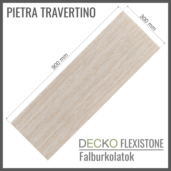 DECKO Flexistone hajlékony kőpanelek – <b>PIETRA TRAVERTINO</b> – 900x300 mm Panelek Dobozban
