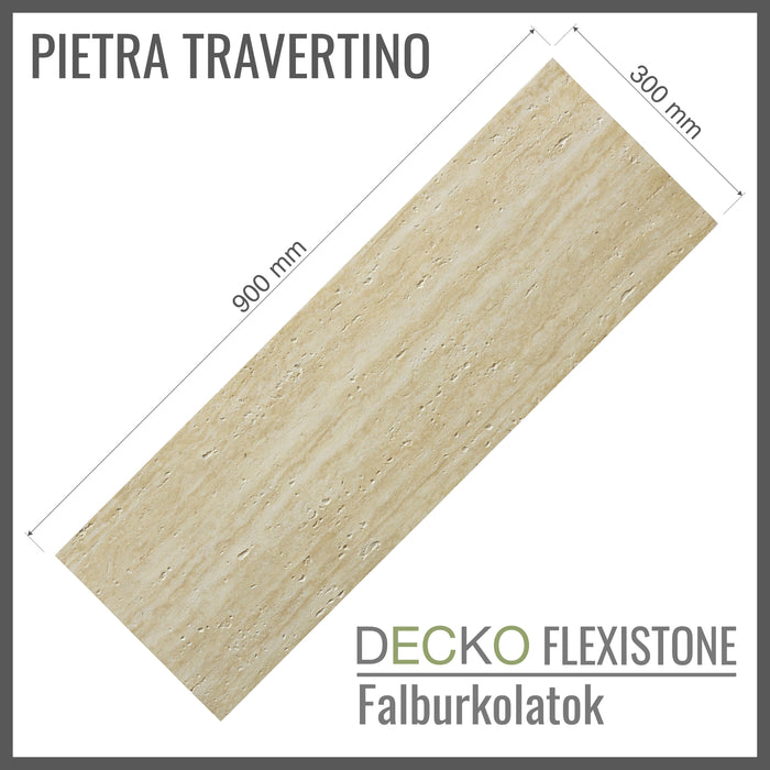 Hajlékony 3D kőhatású falpanelek – <b>PIETRA TRAVERTINO GOLD</b> - 16 db-os csomag (900 × 300 mm-es panelek) – 4,32 m² | DECKO Flexistone