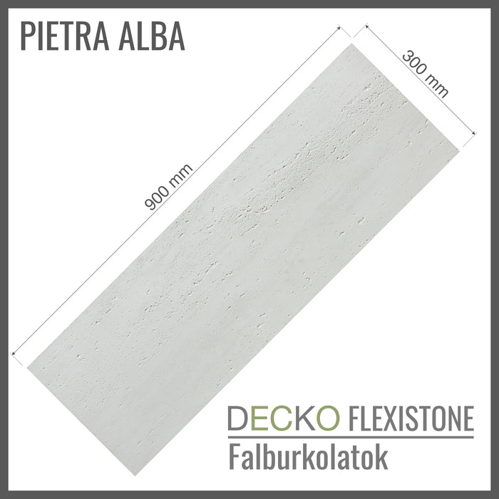 Hajlékony 3D kőhatású falpanelek - <b>PIETRA ALBA</b> - 16 db-os csomag (900 × 300 mm-es panelek) – 4,32 m² | DECKO Flexistone