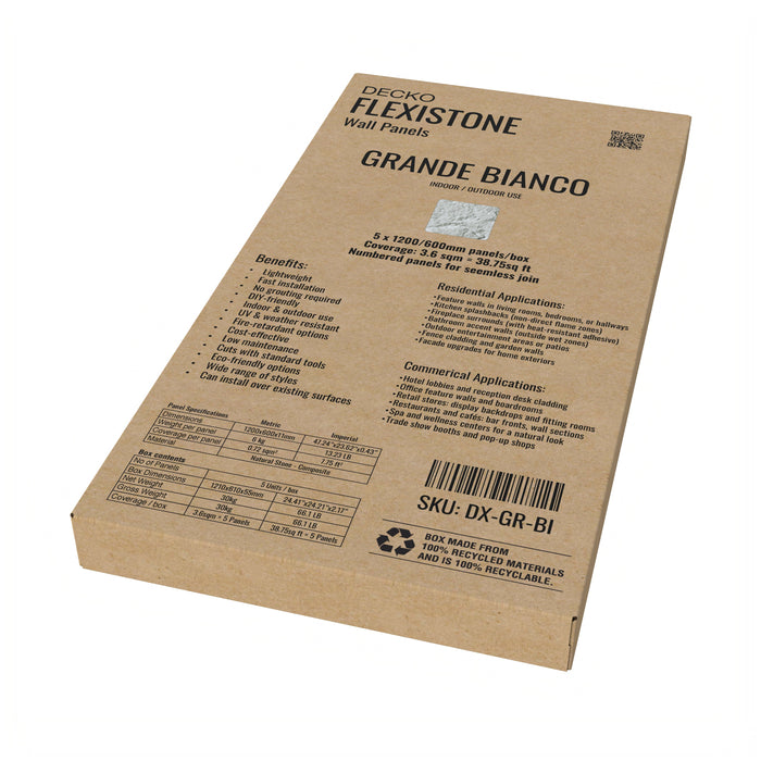 DECKO FLEXISTONE hajlékony kőpanel <b>MINTA - GRANDE BIANCO</b> - Ingyenes szállítás