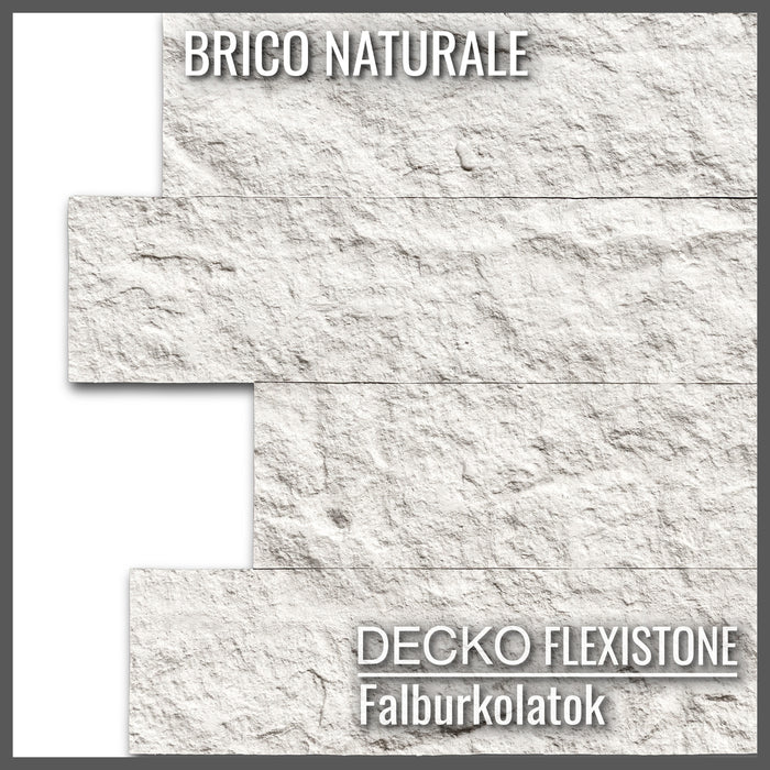 Hajlékony 3D kőhatású falpanelek – <b>BRICO NATURALE</b> – 12 db egymásba illeszkedő, öntapadós panel egy dobozban – 1,08 m² | DECKO FlexiStone