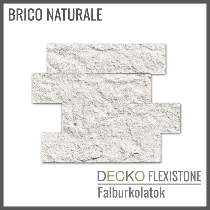 Hajlékony 3D kőhatású falpanelek – <b>BRICO NATURALE</b> – 12 db egymásba illeszkedő, öntapadós panel egy dobozban – 1,08 m² | DECKO FlexiStone