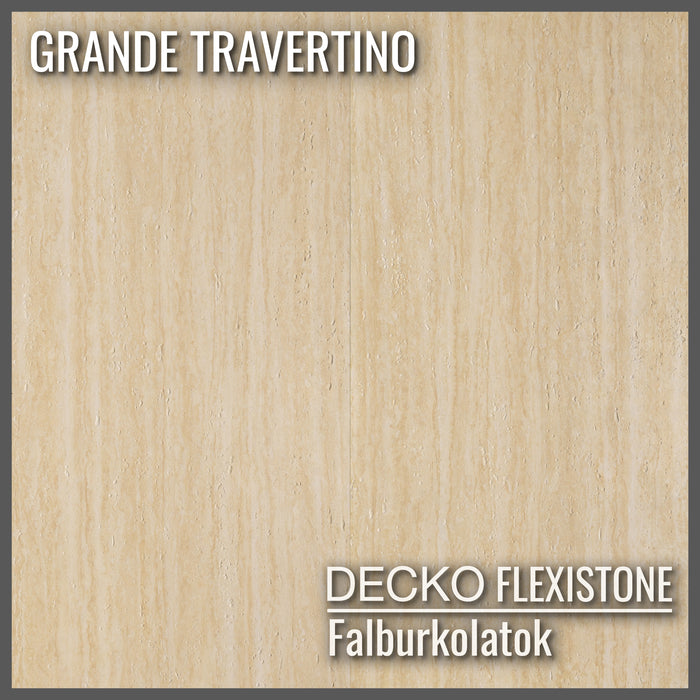 Hajlékony 3D kőhatású falpanelek – <b>GRANDE TRAVERTINO</b> – 6 db-os csomag (1200x600mm-es panelek) - 4,32 m² | DECKO Flexistone