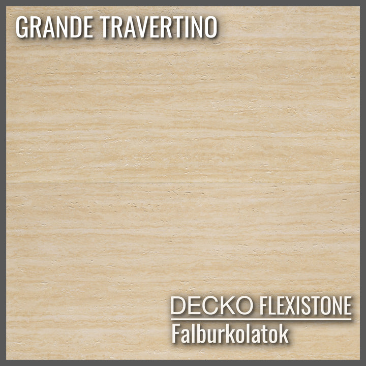 Hajlékony 3D kőhatású falpanelek – <b>GRANDE TRAVERTINO</b> – 6 db-os csomag (1200x600mm-es panelek) - 4,32 m² | DECKO Flexistone