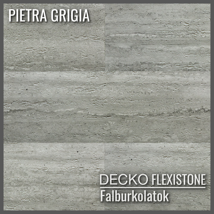 Hajlékony 3D kőhatású falpanelek – <b>PIETRA GRIGIA</b> – 16 db-os csomag (900 × 300 mm-es panelek) – 4,32 m² | DECKO Flexistone