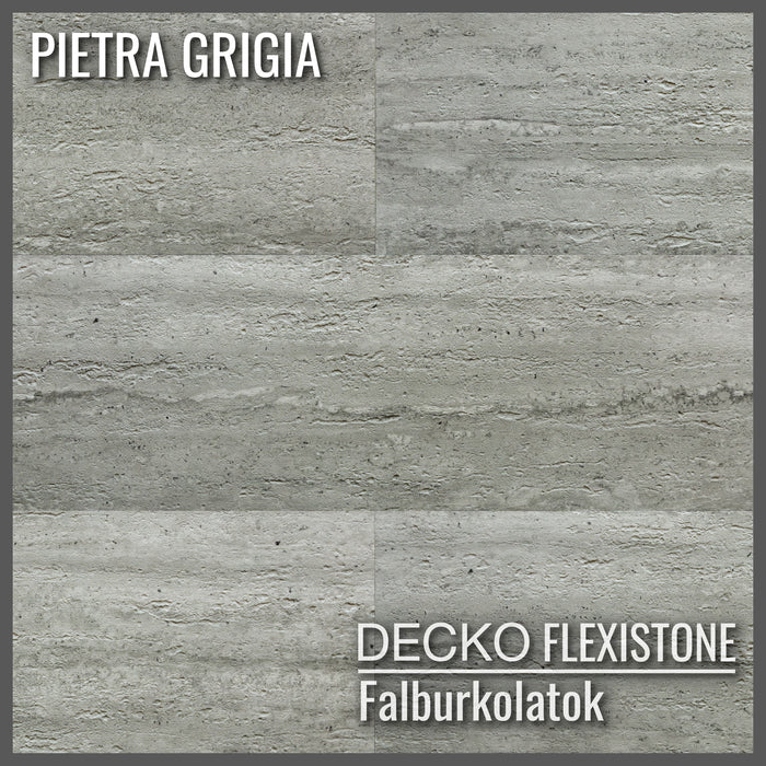 Hajlékony 3D kőhatású falpanelek – <b>PIETRA GRIGIA</b> – 16 db-os csomag (900 × 300 mm-es panelek) – 4,32 m² | DECKO Flexistone