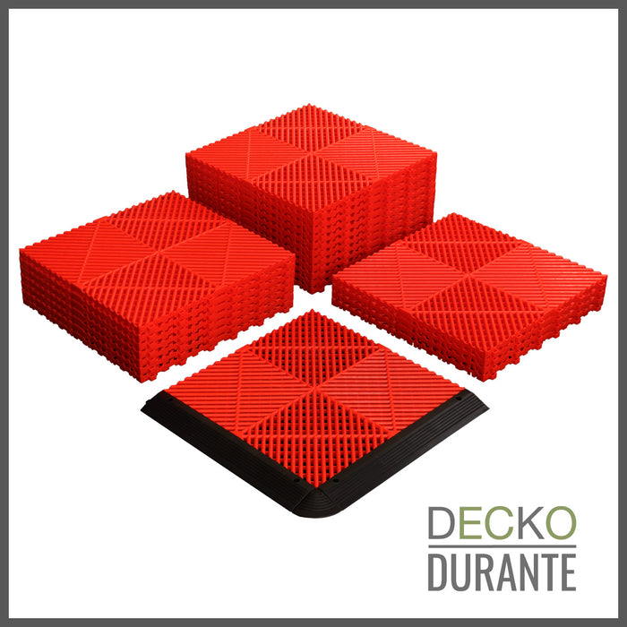 Garázsburkolat <b>PIROS</b> - összepattintható polipropilén padló | DECKO <b>DURANTE</b> (400x400x18 mm) - (Egy darab)