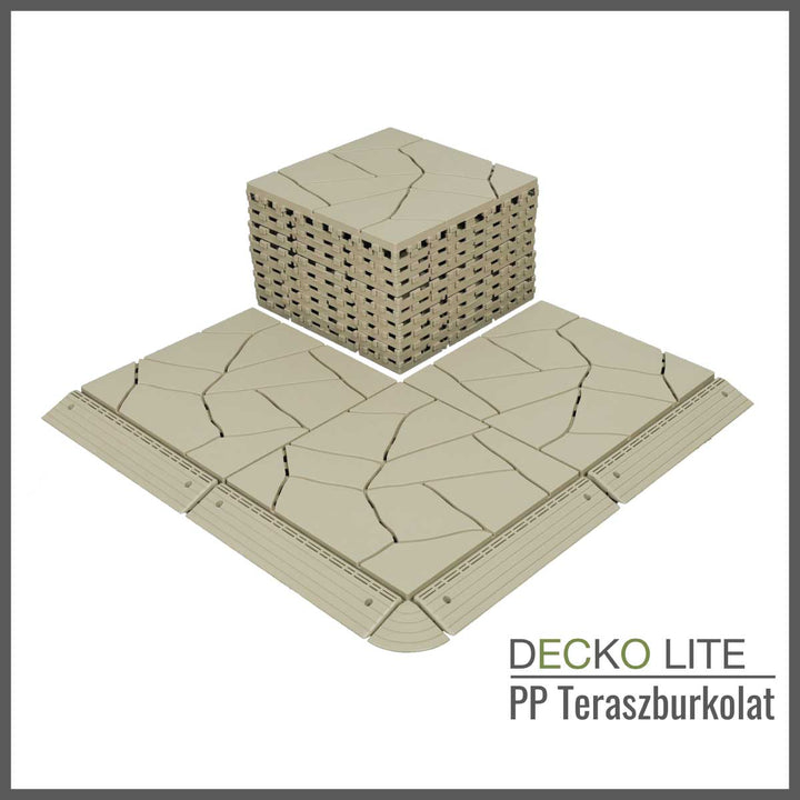 Teraszburkolat - BEIGESTONE - összepattintható PP járólap – 100% újrahasznosítható prémium polipropilénnel | DECKO Lite (304x304x20 mm) - (Egy darab)