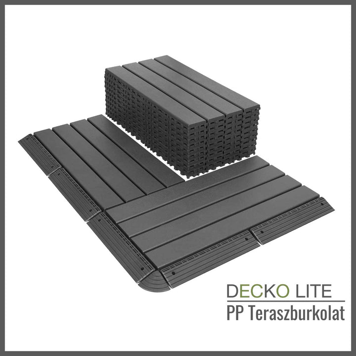 Teraszburkolat - GREYSLAT - összepattintható PP járólap – újrahasznosítható prémium polipropilénnel | DECKO Lite (608x304x20 mm) - (Egy darab)
