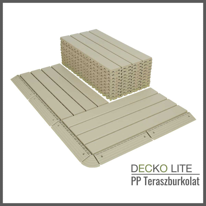 Teraszburkolat - BEIGESLAT - összepattintható PP járólap – újrahasznosítható prémium polipropilénnel | DECKO Lite (608x304x20 mm) - (Egy darab)