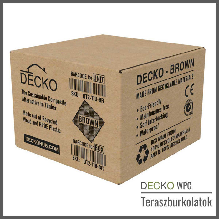 Teraszburkolat <b>Mintadoboz</b> - Prémium WPC összepattintható járólap | DECKO - Visszavásárlási Garanciával - válassz színt! (visszaszállítás a mi költségünk) - 11 Járólap = 1 nm (1 doboz/cím)