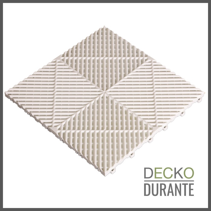 Garázsburkolat <b>FEHÉR</b> - összepattintható polipropilén padló | DECKO <b>DURANTE</b> (400x400x18 mm) - (Egy darab)