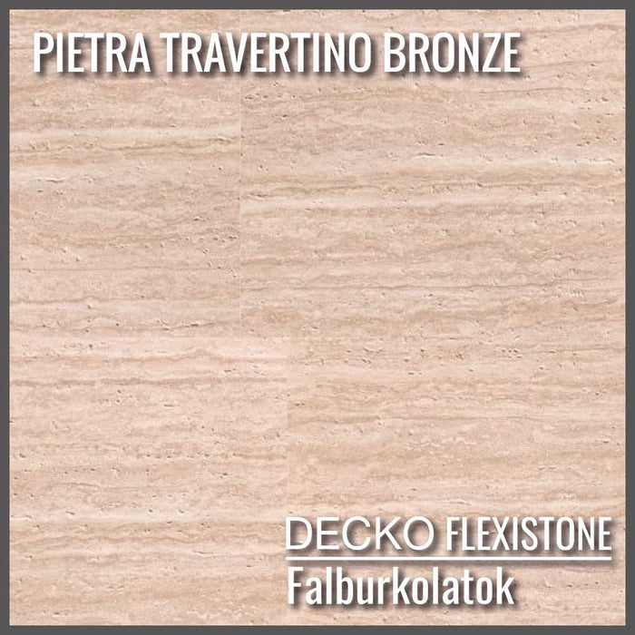 Hajlékony 3D kőhatású falpanelek – <b>PIETRA TRAVERTINO BRONZE</b> - 16 db-os csomag (900 × 300 mm-es panelek) – 4,32 m² | DECKO Flexistone