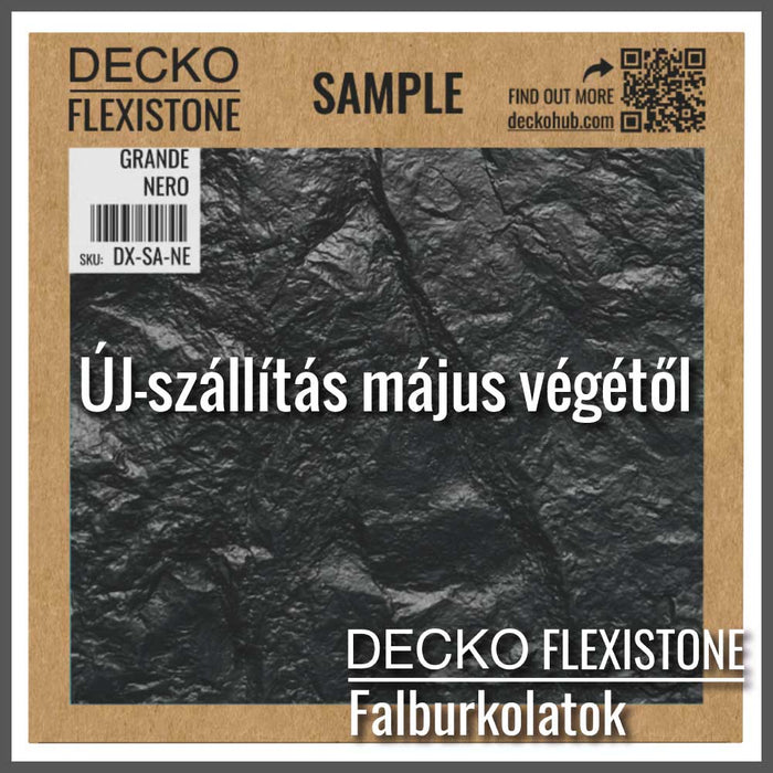 Hajlékony 3D kőhatású falpanelek <b>MINTA - GRANDE NERO</b> | DECKO Flexistone - Ingyenes szállítás