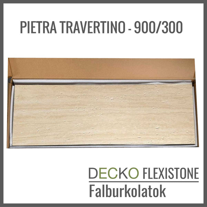 DECKO Flexistone hajlékony kőpanelek – <b>PIETRA TRAVERTINO</b> – 900x300 mm Panelek Dobozban
