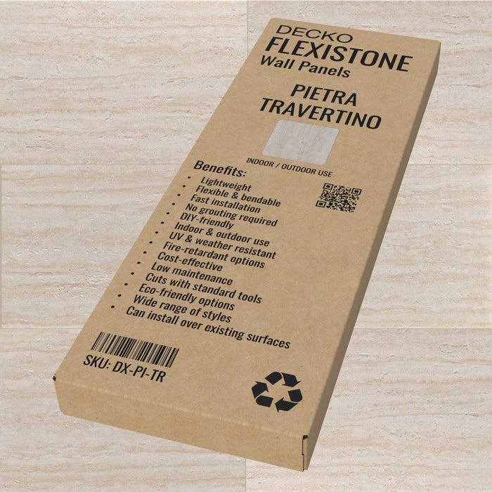 DECKO Flexistone hajlékony kőpanelek – <b>PIETRA TRAVERTINO</b> – 900x300 mm Panelek Dobozban