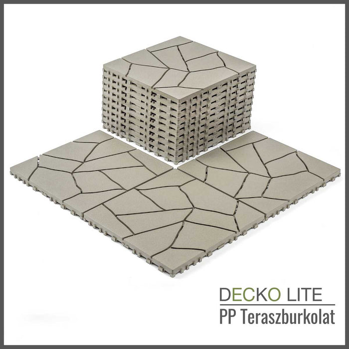 Teraszburkolat - <b>BEIGESTONE</b> - összepattintható PP járólap  – újrahasznosított prémium polipropilénnel | DECKO Lite (304x304x20 mm) - (Egy darab)