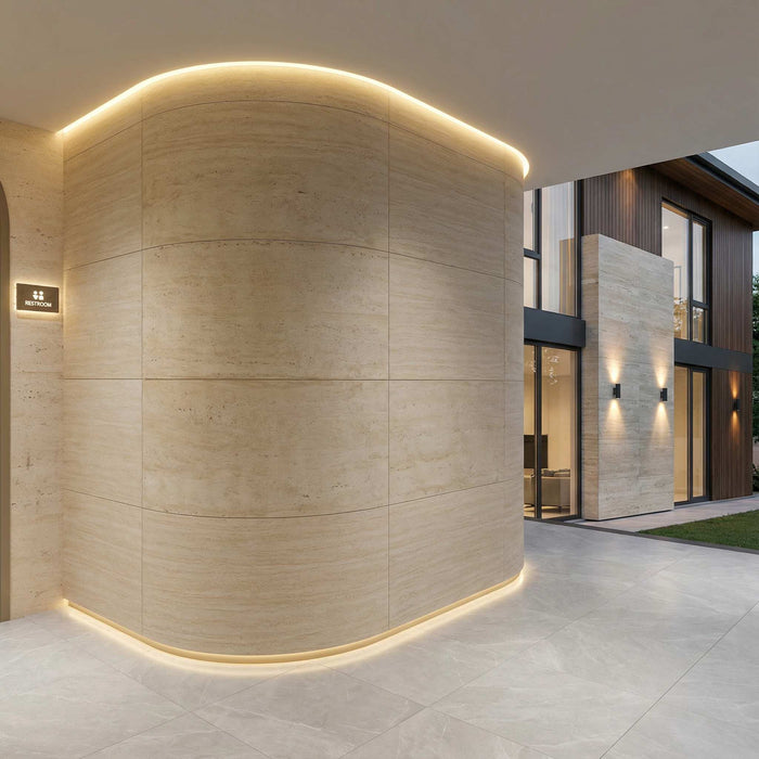 Hajlékony 3D kőhatású falpanelek – <b>PIETRA TRAVERTINO</b> - 16 db-os csomag (900 × 300 mm-es panelek) – 4,32 m² | DECKO Flexistone