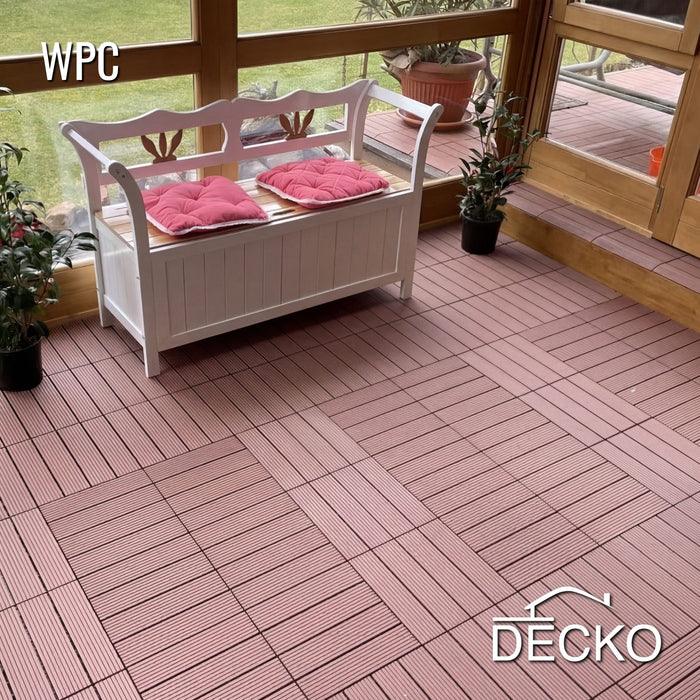Teraszburkolat - Prémium WPC összepattintható járólap - BARNA | DECKO (300x300x20 mm lap) - (Egy darab)