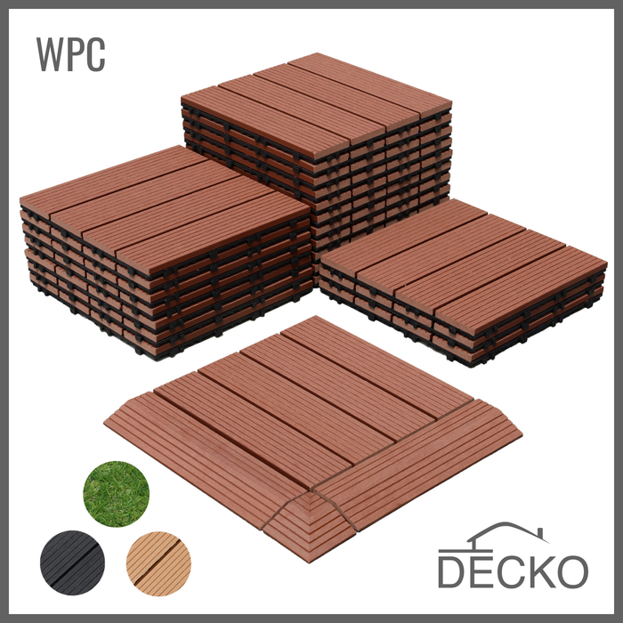 Teraszburkolat - Prémium WPC összepattintható járólap - BARNA | DECKO (300x300x20 mm lap) - (Egy darab)