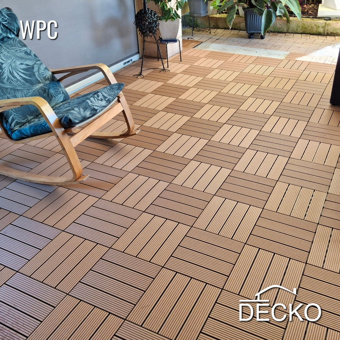Teraszburkolat - Prémium WPC összepattintható járólap - TIK | DECKO (300x300x20 mm lap) - (Egy darab)