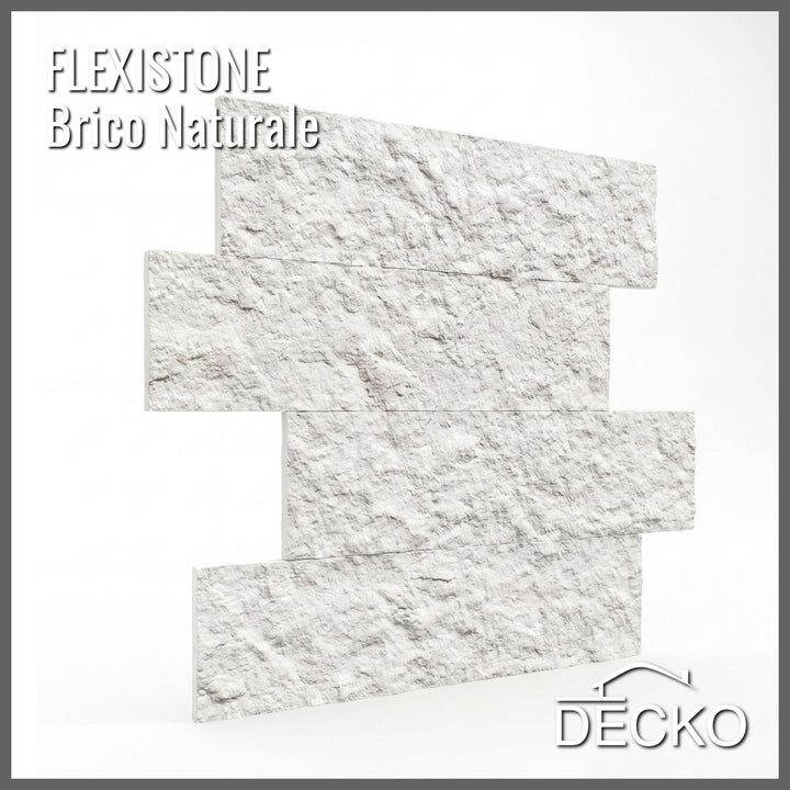 Hajlékony 3D kőhatású falpanelek – BRICO NATURALE – 12 db egymásba illeszkedő, öntapadós panel egy dobozban – 1,08 m² | DECKO FlexiStone