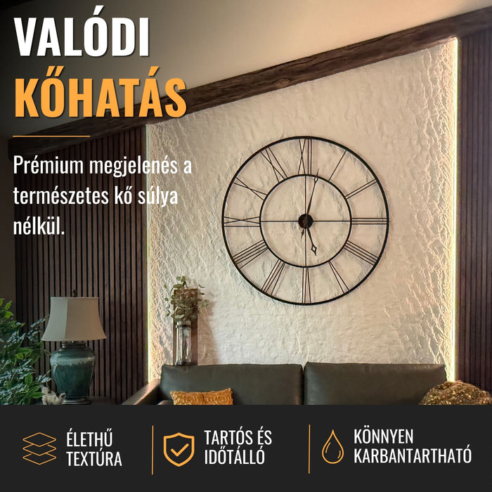 Hajlékony 3D kőhatású falpanelek – GRANDE TRAVERTINO – 6 db-os csomag (1200x600mm-es panelek) - 4,32 m² | DECKO Flexistone