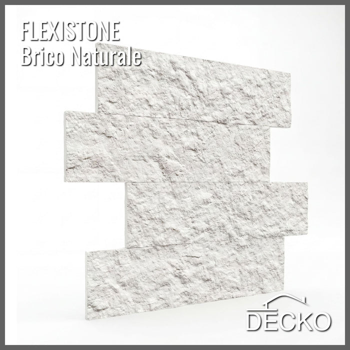 Hajlékony 3D kőhatású falpanelek – BRICO NATURALE – 12 db egymásba illeszkedő, öntapadós panel egy dobozban – 1,08 m² | DECKO FlexiStone