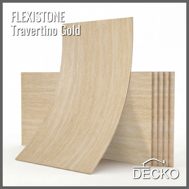 Hajlékony 3D kőhatású falpanelek – GRANDE TRAVERTINO – 6 db-os csomag (1200x600mm-es panelek) - 4,32 m² | DECKO Flexistone