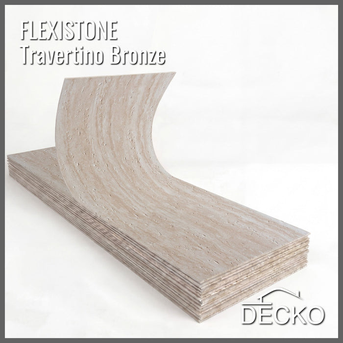 Hajlékony 3D kőhatású falpanelek – PIETRA TRAVERTINO BRONZE - 16 db-os csomag (900 × 300 mm-es panelek) – 4,32 m² | DECKO Flexistone