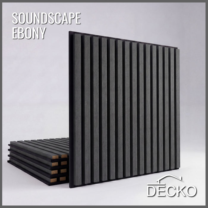 Akusztikus Falpanel – Hangelnyelő, Faerezetes – <b>EBONY Négyzet</b> - (5 db/doboz - 600×600x21 mm - <b>1,8 m<sup>2</sup></b>) | DECKO SOUNDSCAPE