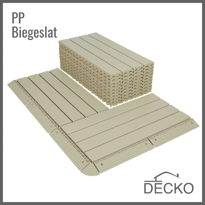 Teraszburkolat - BEIGESLAT - összepattintható PP járólap – újrahasznosítható prémium polipropilénnel | DECKO Lite (608x304x20 mm) - (Egy darab)