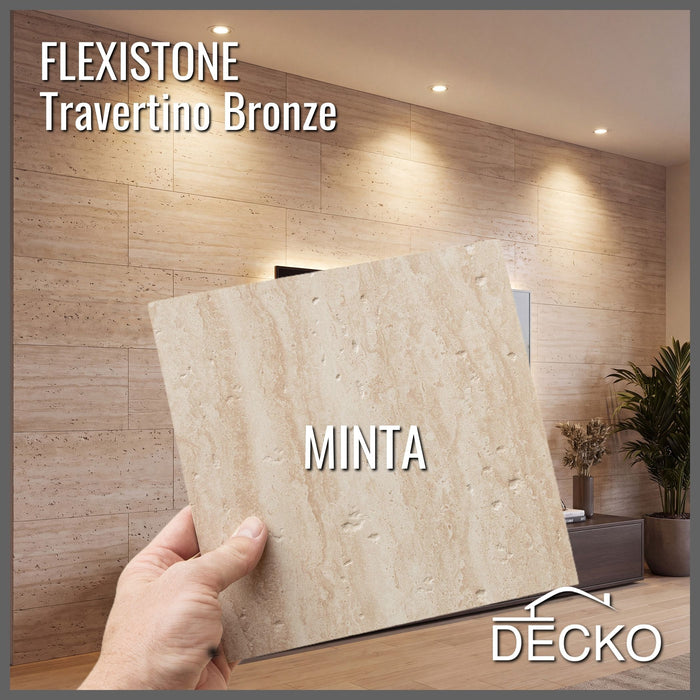 Hajlékony 3D kőhatású falpanelek MINTA - PIETRA TRAVERTINO BRONZE | DECKO Flexistone - Ingyenes szállítás