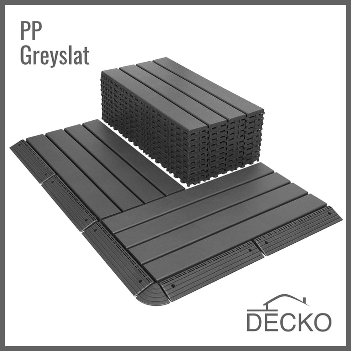 Teraszburkolat - GREYSLAT - összepattintható PP járólap – újrahasznosítható prémium polipropilénnel | DECKO Lite (608x304x20 mm) - (Egy darab)