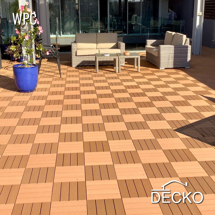 Teraszburkolat - Prémium WPC összepattintható járólap - TIK | DECKO (300x300x20 mm lap) - (Egy darab)