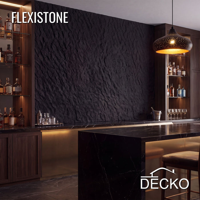 Hajlékony 3D kőhatású falpanelek MINTA - GRANDE NERO | DECKO Flexistone - Ingyenes szállítás
