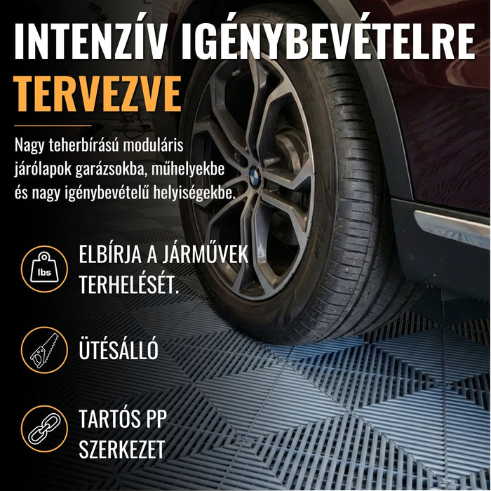 Garázsburkolat FEHÉR - összepattintható polipropilén padló | DECKO DURANTE (400x400x18 mm) - (Egy darab)