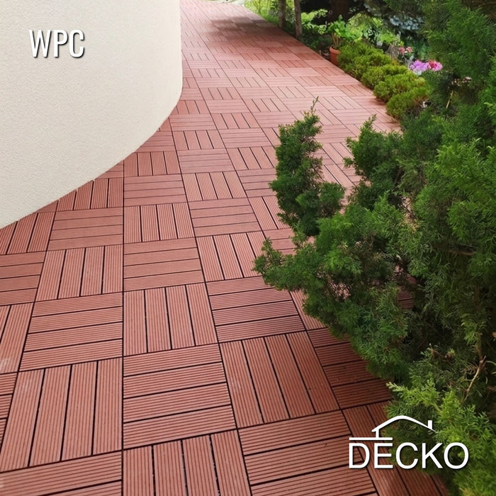 Teraszburkolat - Prémium WPC összepattintható járólap - BARNA | DECKO (300x300x20 mm lap) - (Egy darab)