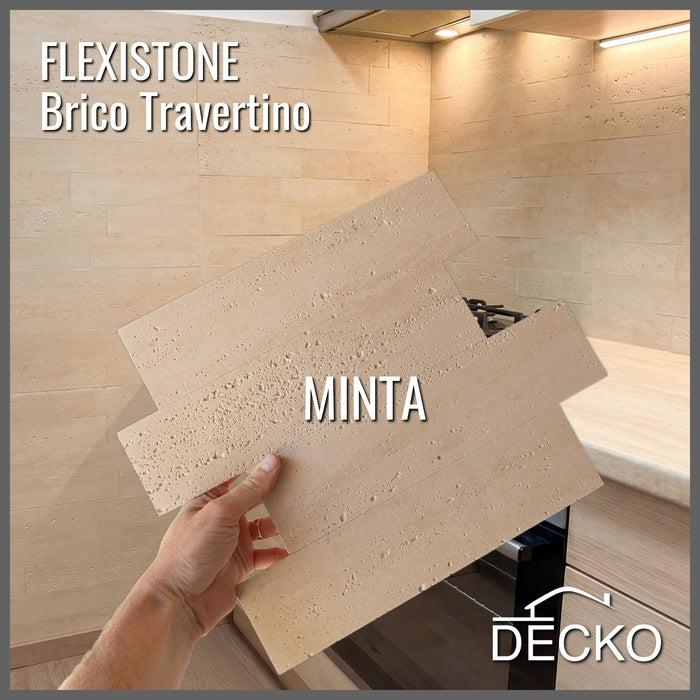 Hajlékony 3D kőhatású falpanelek MINTA - BRICO TRAVERTINO | DECKO Flexistone - Ingyenes szállítás