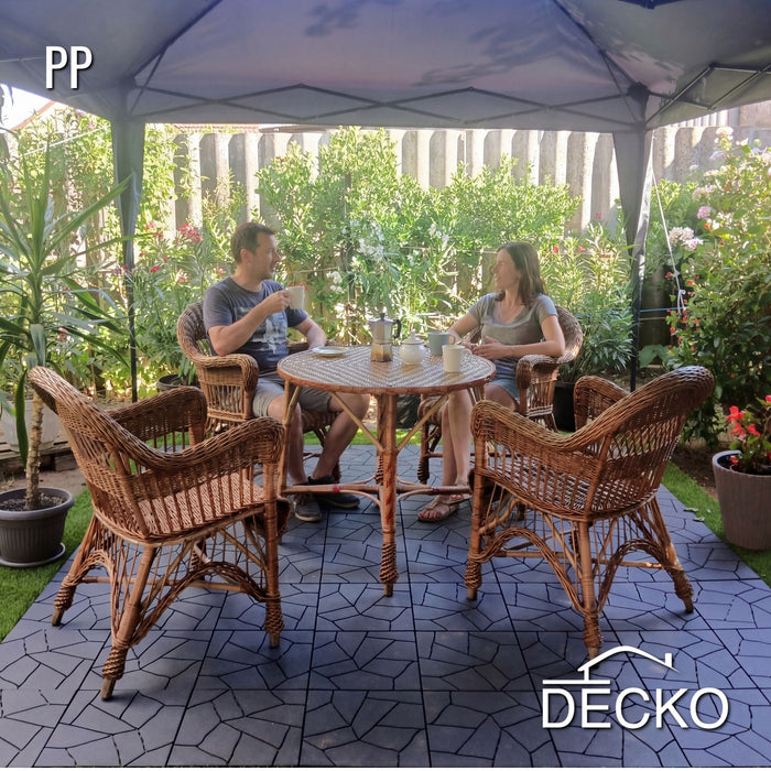 Teraszburkolat - GREYSTONE - összepattintható PP járólap – 100% újrahasznosítható prémium polipropilénnel | DECKO Lite (304x304x20 mm) - (Egy darab)