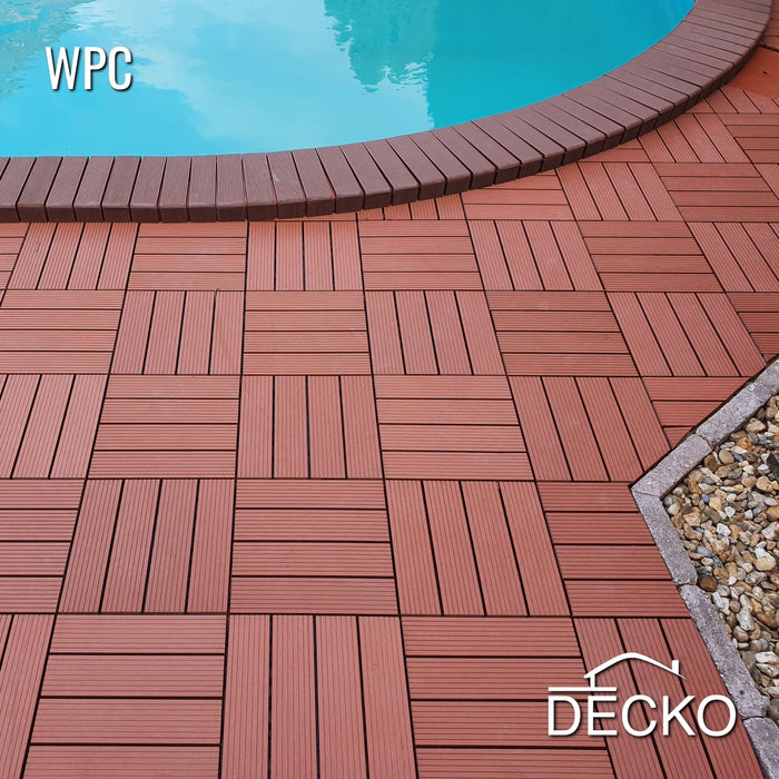 Teraszburkolat - Prémium WPC összepattintható járólap - BARNA | DECKO (300x300x20 mm lap) - (Egy darab)